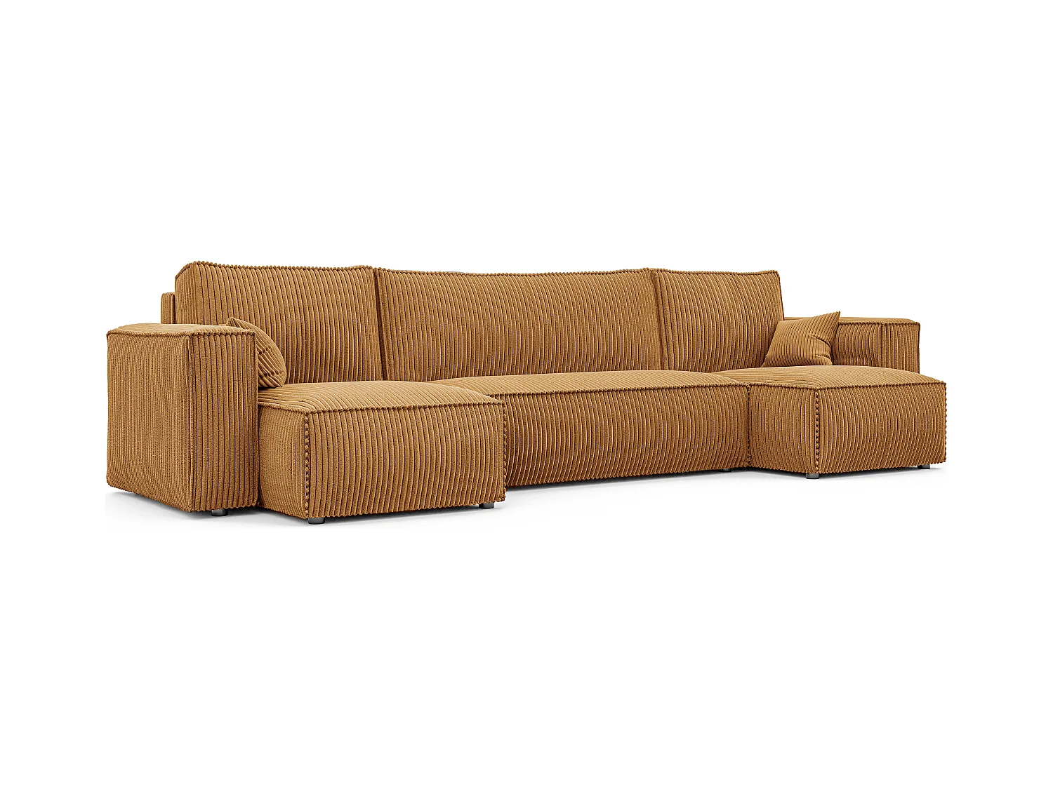 Hoekslaapbank Paris U met slaapfunctie en mosterdgeel stof.