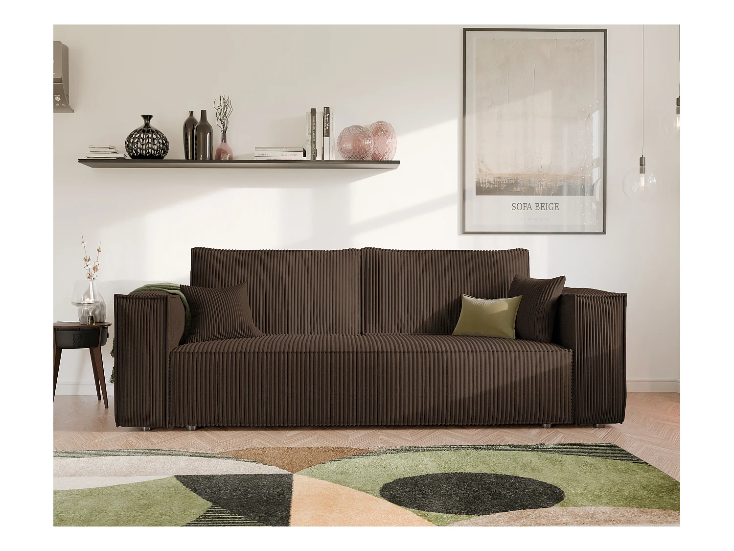Canapé Bali réversible convertible en tissu Marron