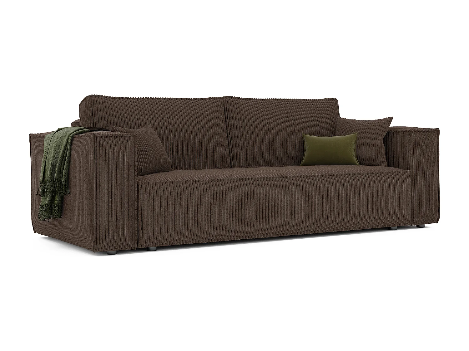 Bali Schlafsofa, umkehrbar und ausziehbar, in braunem Stoff.