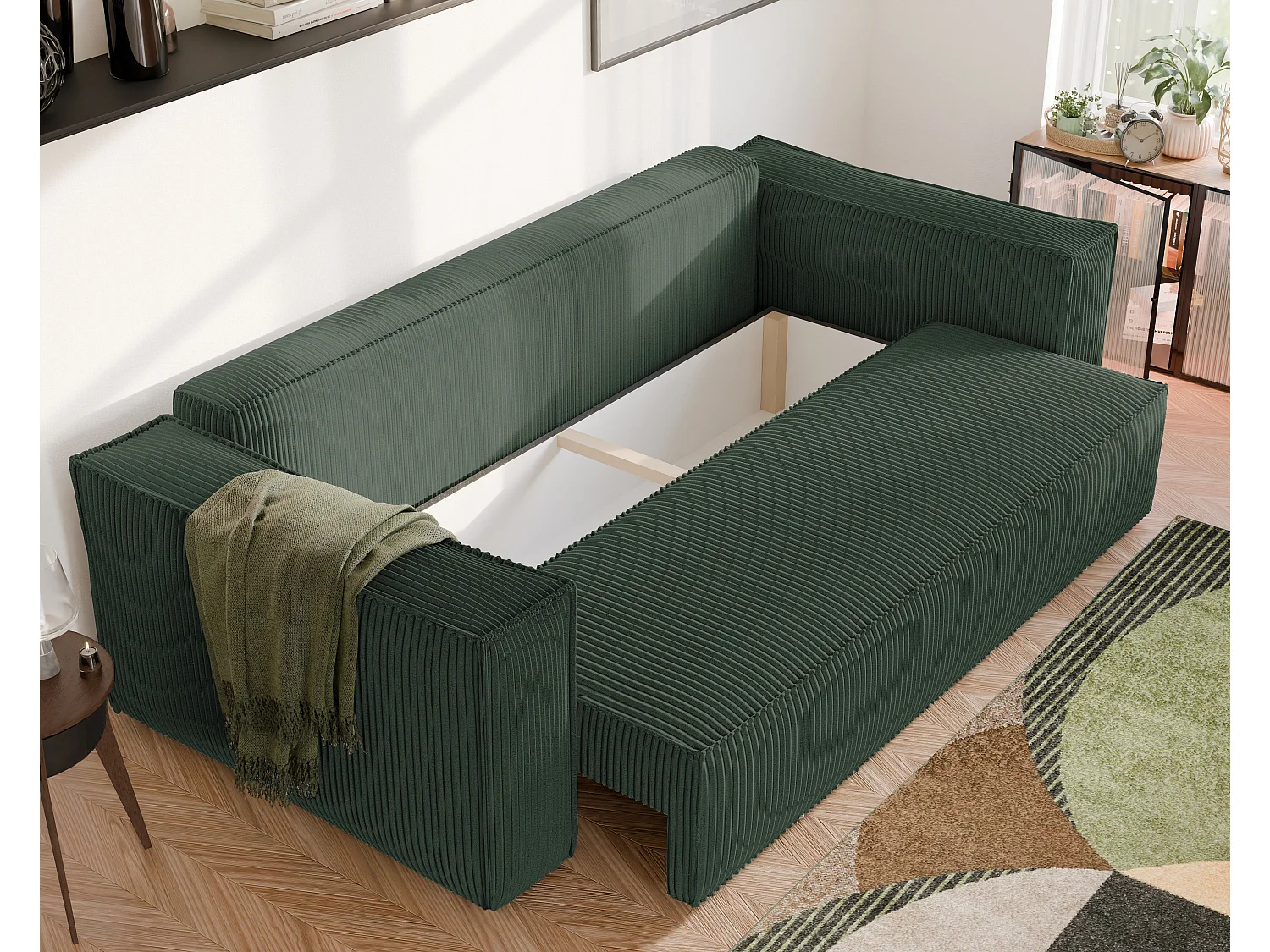 Sofa Bali umkehrbarer umwandelbarer Stoff in Grün