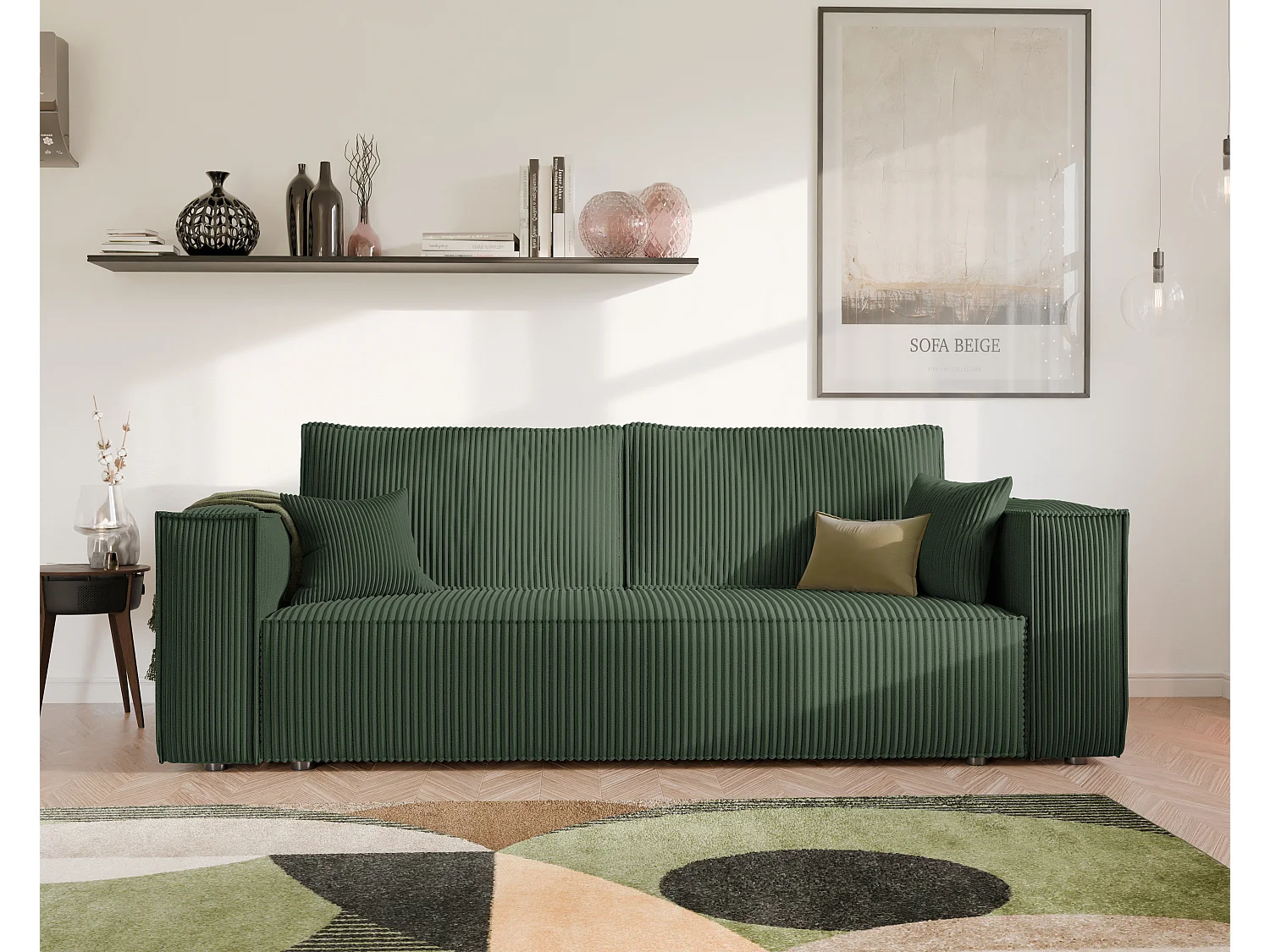 Canapé Bali réversible convertible en tissu Vert