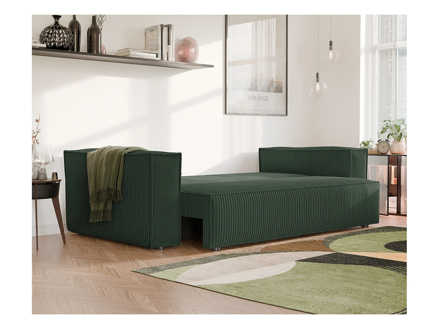 Canapé Bali réversible convertible en tissu Vert