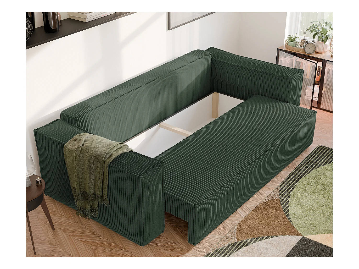 Canapé Bali réversible convertible en tissu Vert