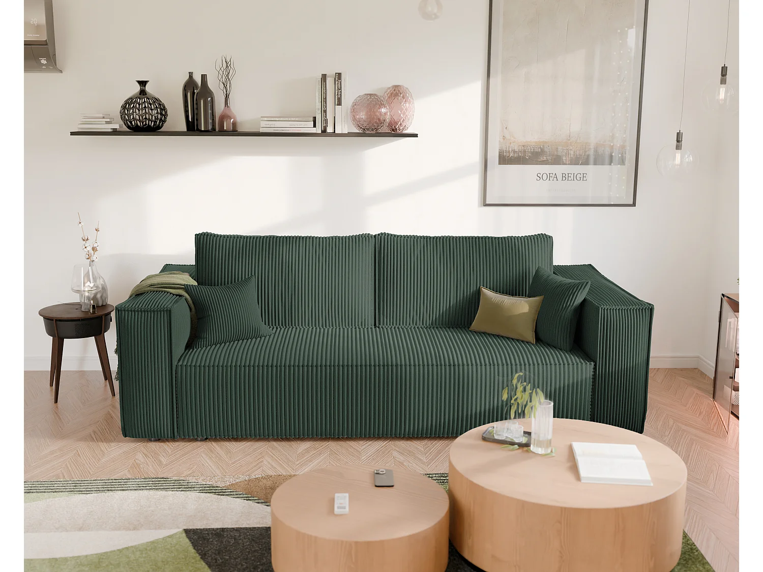 Canapé Bali réversible convertible en tissu Vert