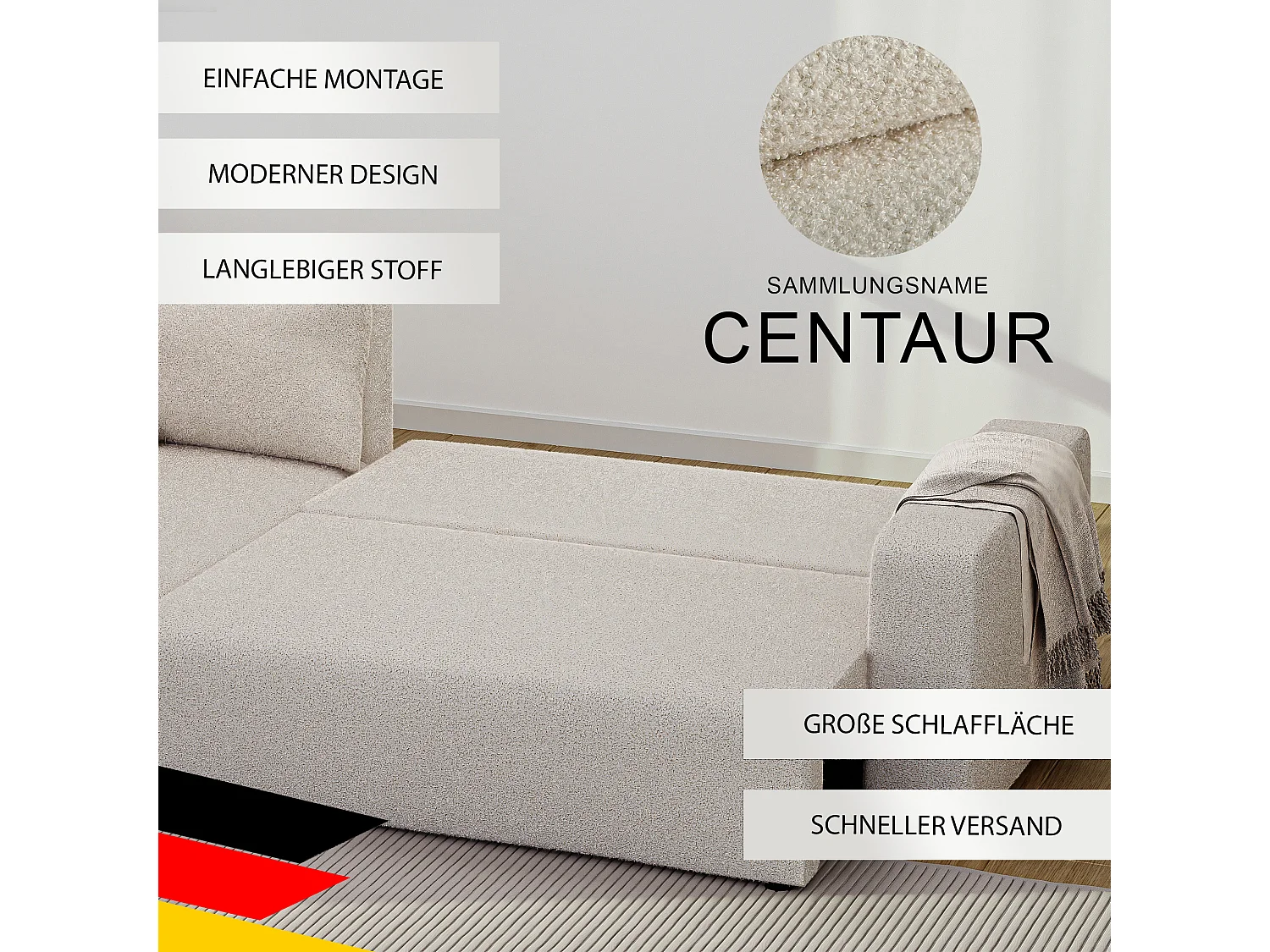 Hoekslaapbank Piano om te bouwen in Beige stof