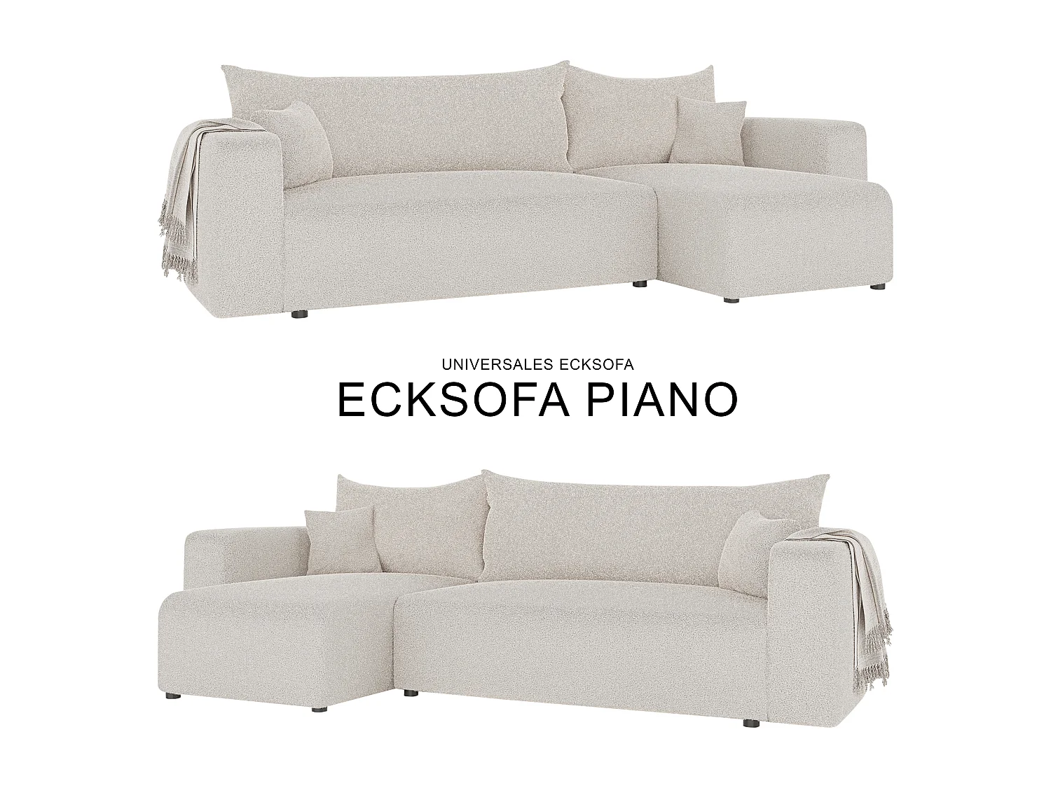 Hoekslaapbank Piano om te bouwen in Beige stof