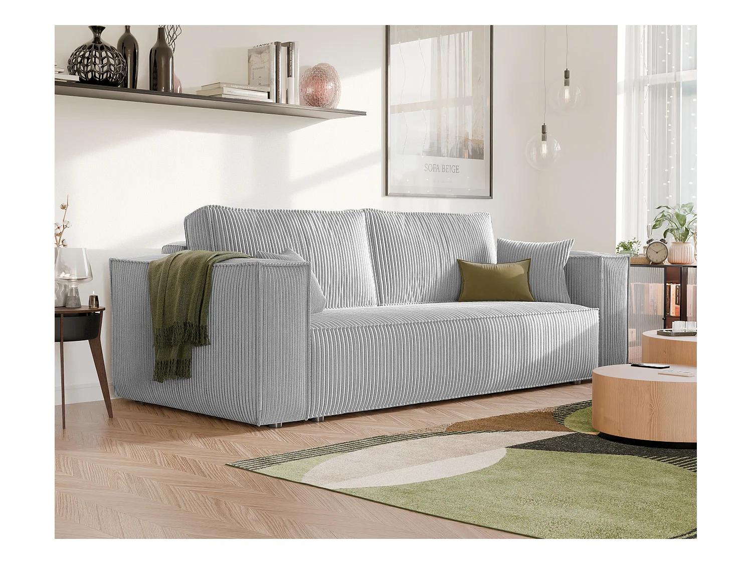 Canapé Bali réversible convertible en tissu Gris