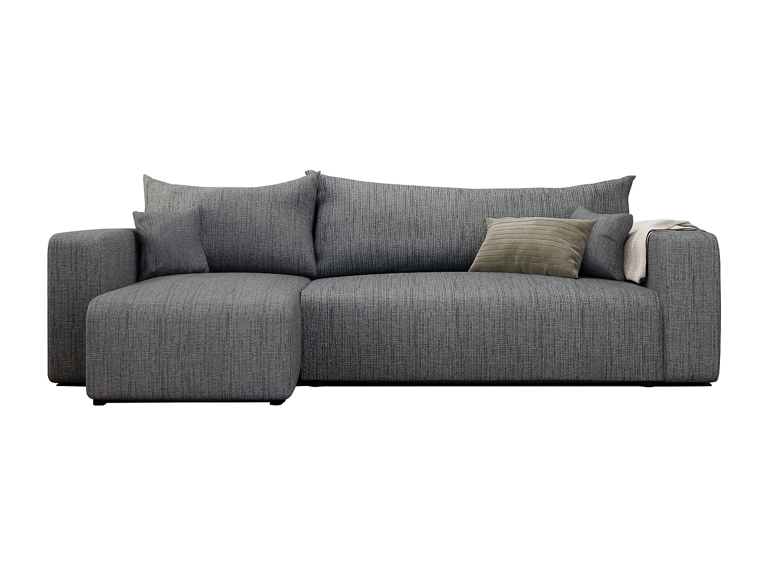 Canapé d'angle Piano Convertible en tissu Gris