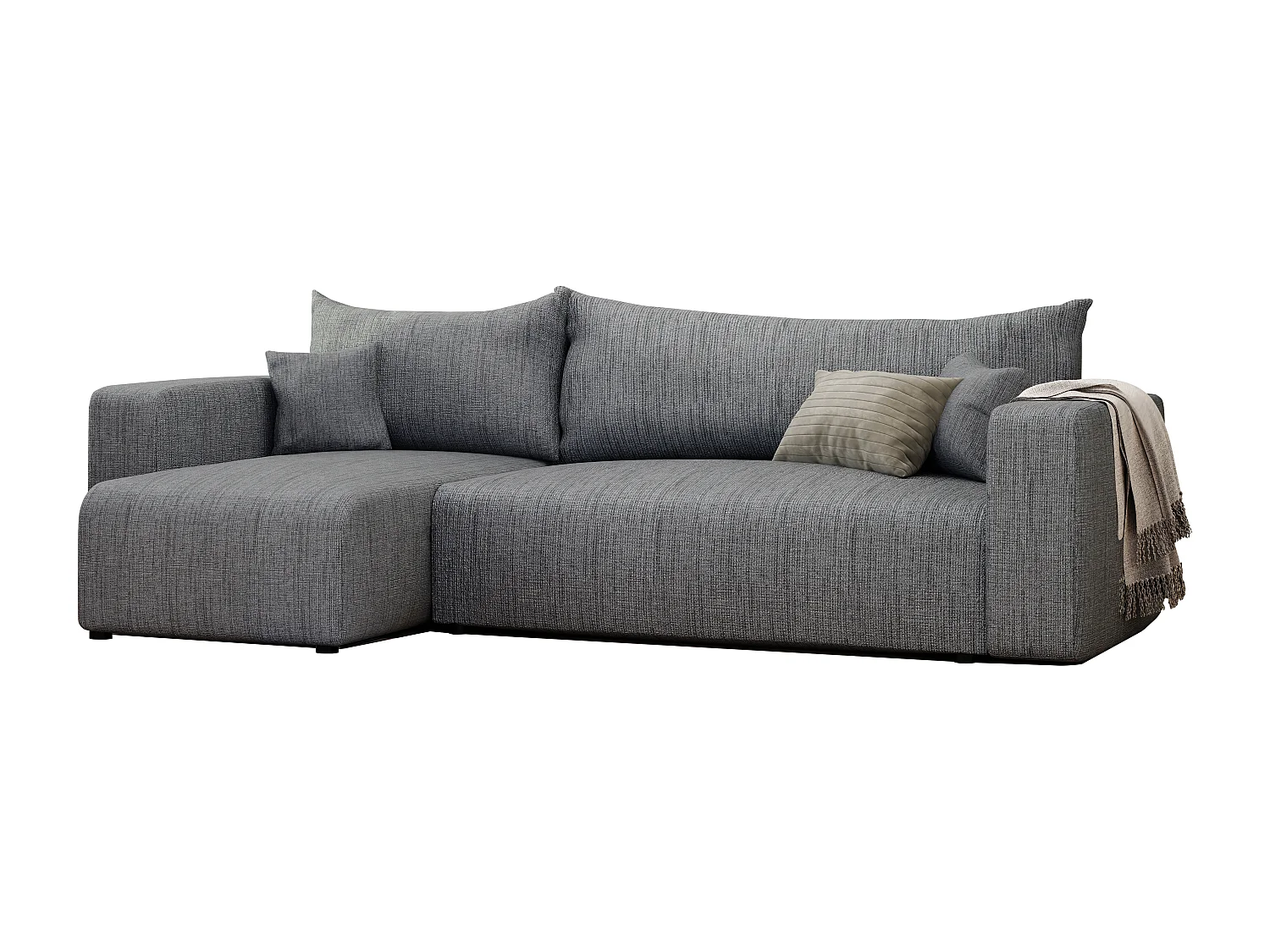 Canapé d'angle Piano Convertible en tissu Gris