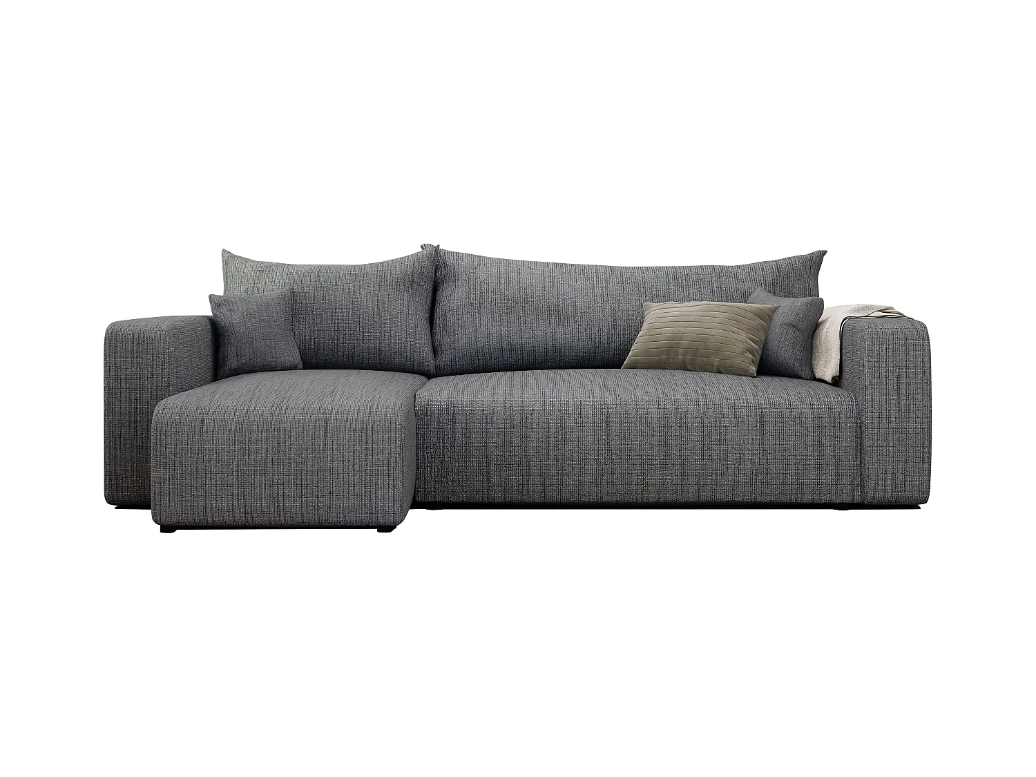 Ecksofa Piano Schlafsofa aus grauem Stoff