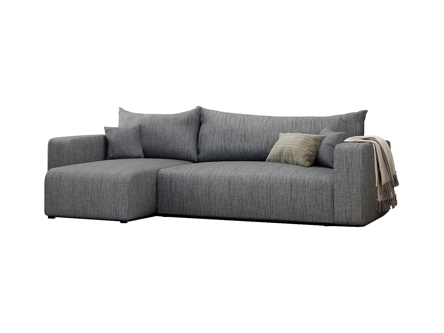 Ecksofa Piano Schlafsofa aus grauem Stoff