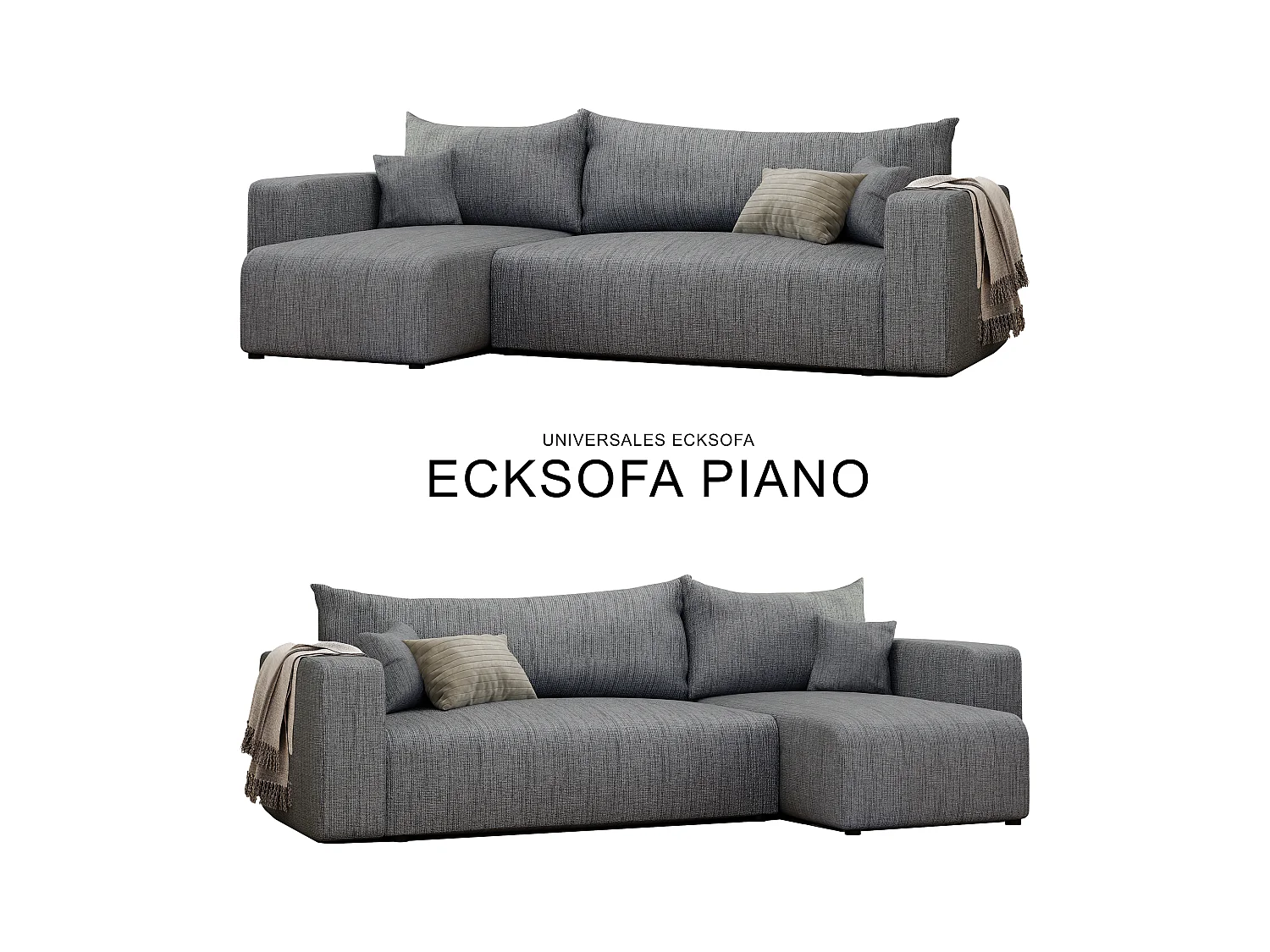 Ecksofa Piano Schlafsofa aus grauem Stoff