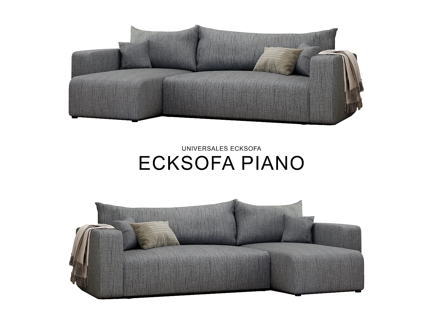 Hoekslaapbank Piano om te bouwen in grijze stof