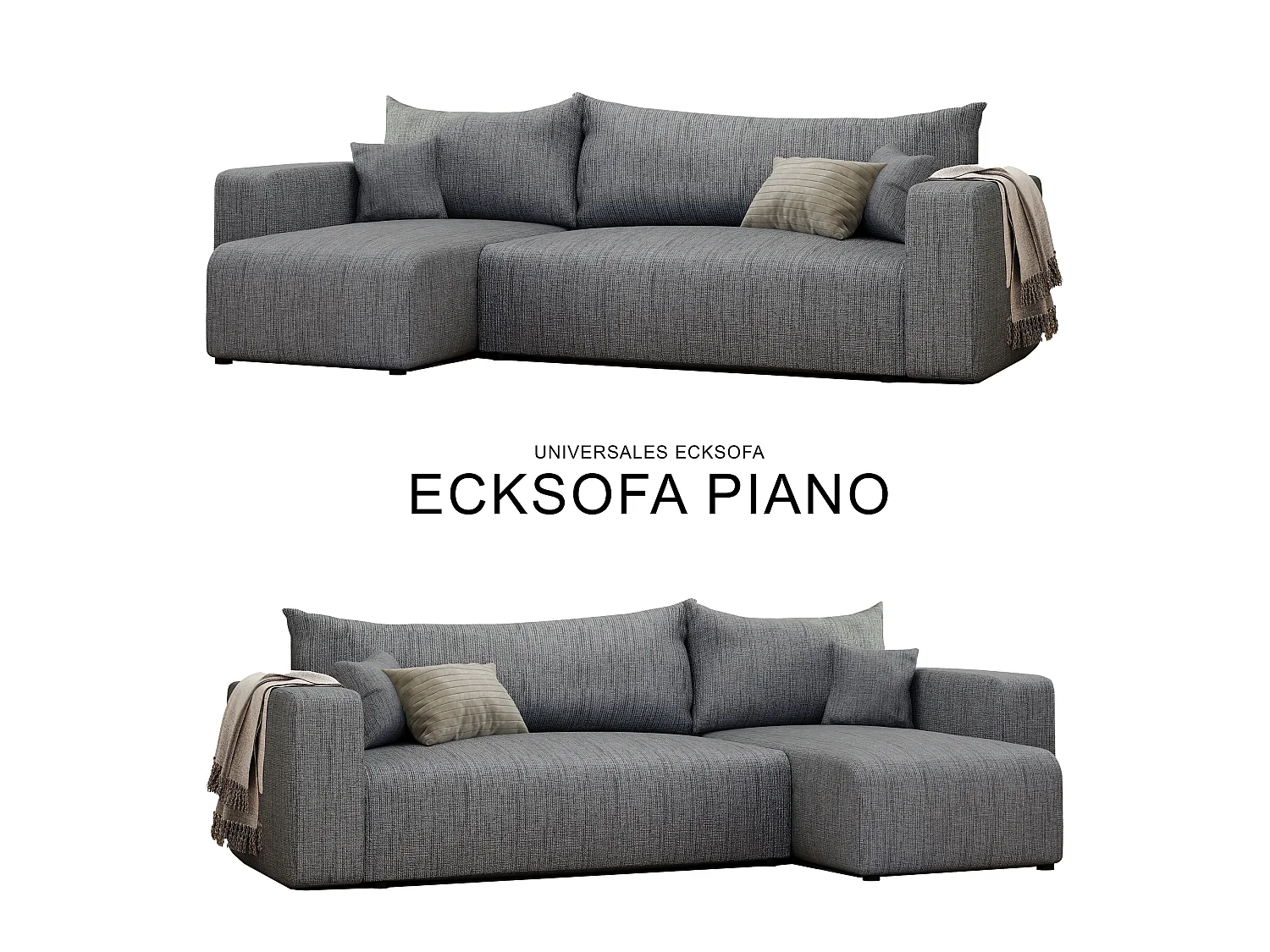 Canapé d'angle Piano Convertible en tissu Gris