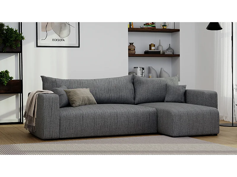 Canapé d'angle Piano Convertible en tissu Gris