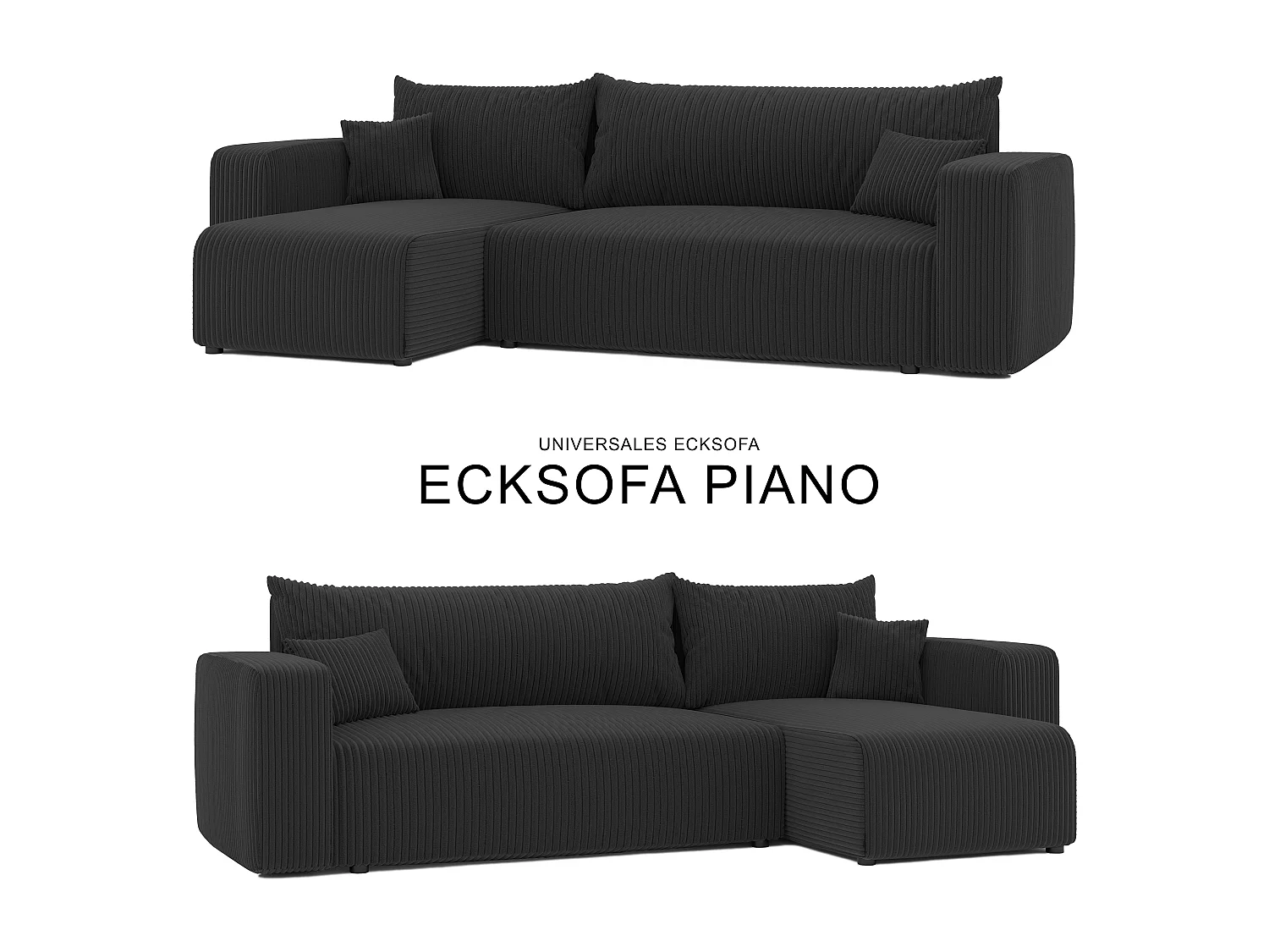 Ecksofa Piano Schlafsofa aus schwarzem Stoff