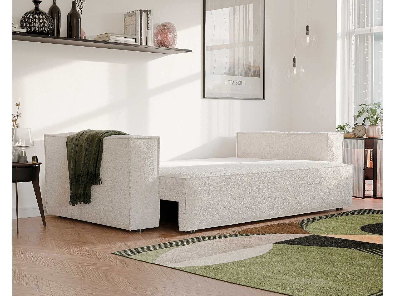 Canapé Bali réversible convertible en tissu Beige