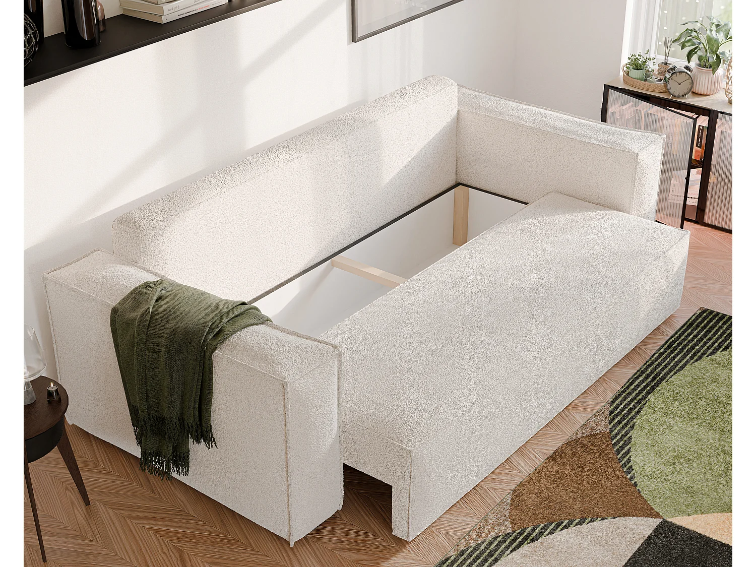 Canapé Bali réversible convertible en tissu Beige