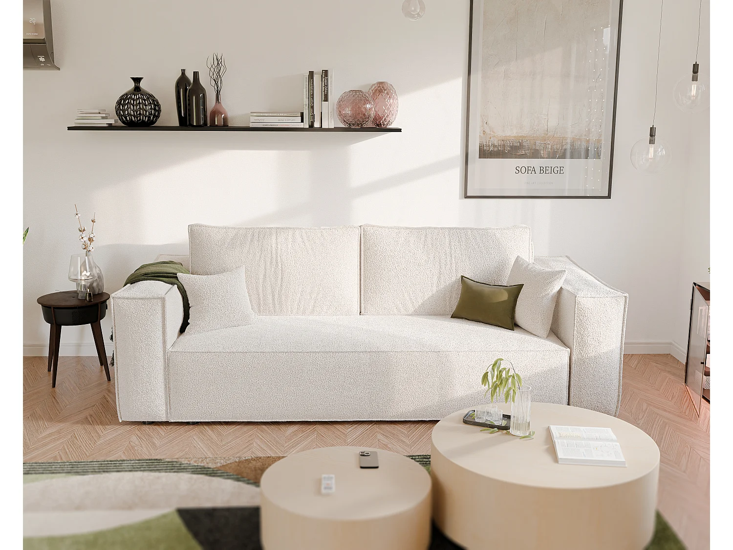 Canapé Bali réversible convertible en tissu Beige