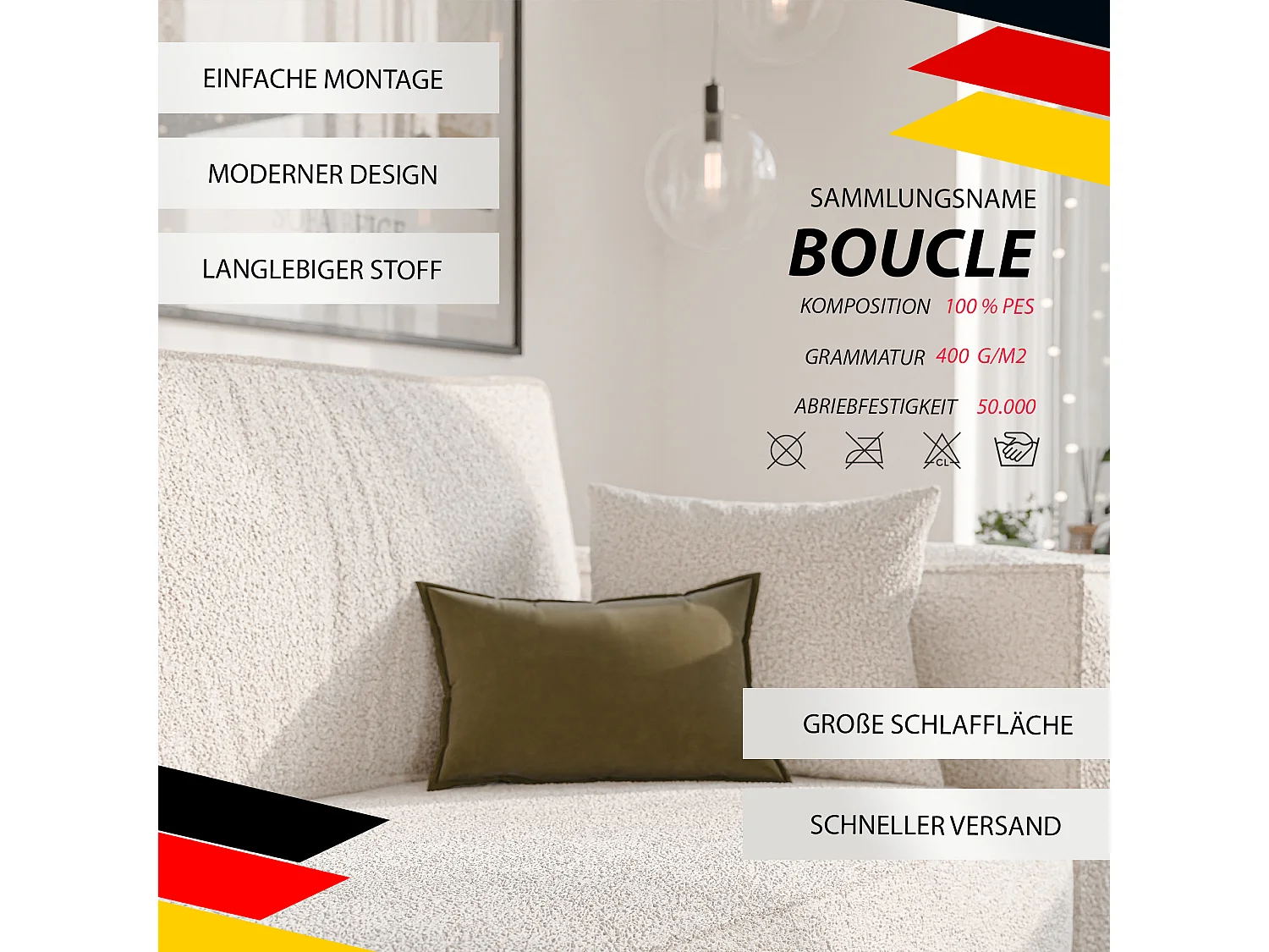 Canapé Bali réversible convertible en tissu Beige