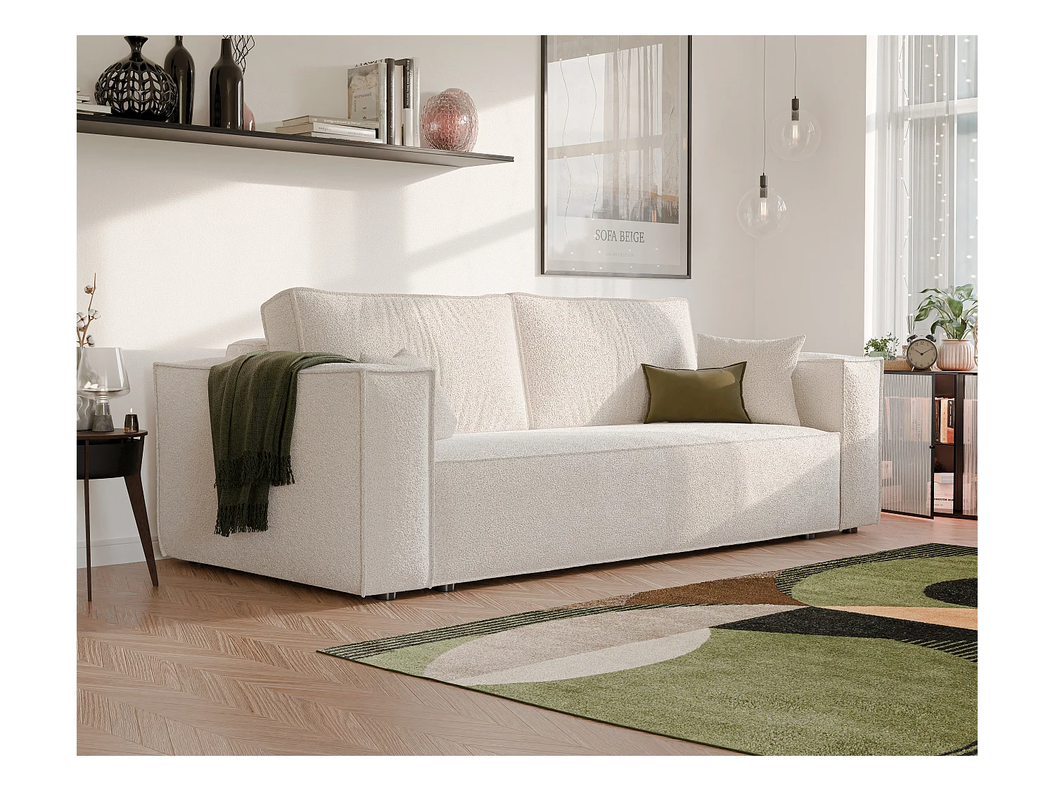 Canapé Bali réversible convertible en tissu Beige
