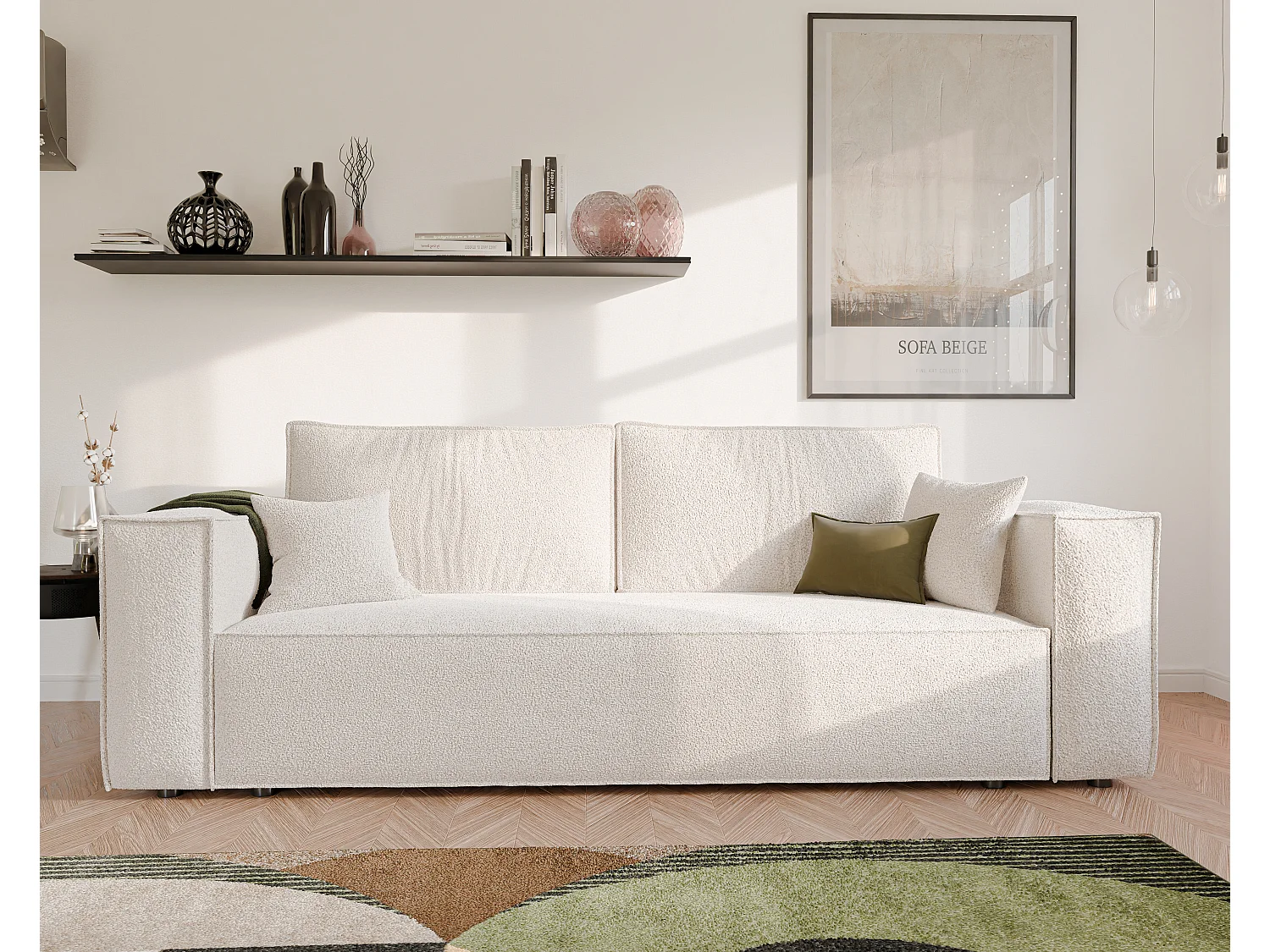 Bali omkeerbare slaapbank in Beige stof