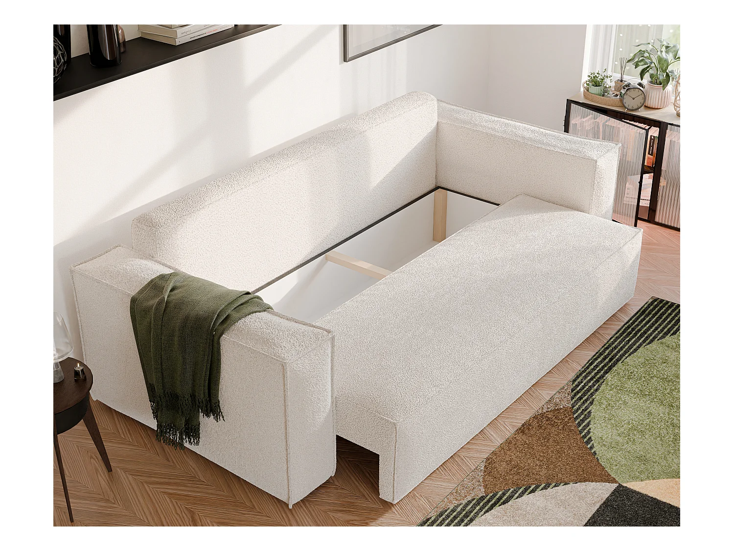 Bali omkeerbare slaapbank in Beige stof