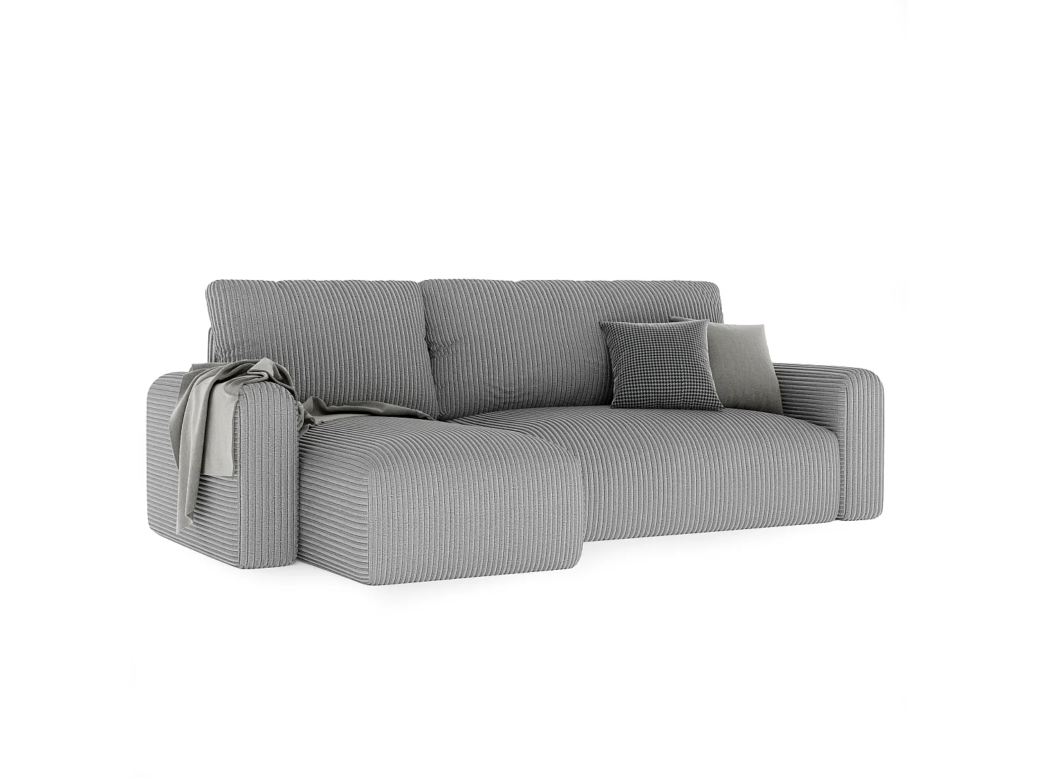 Canapé-lit d'angle Jobo avec fonction couchage en tissu Gris
