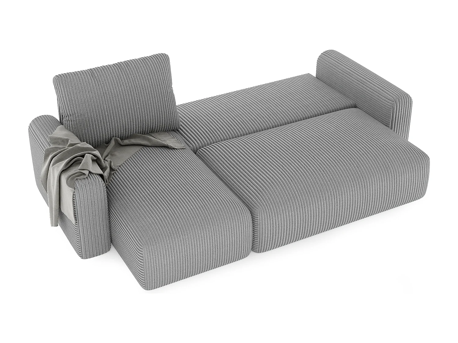 Canapé-lit d'angle Jobo avec fonction couchage en tissu Gris