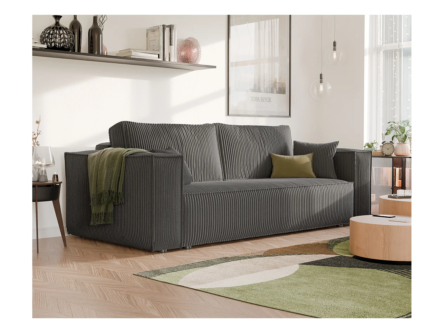 Canapé Bali réversible convertible en tissu Gris