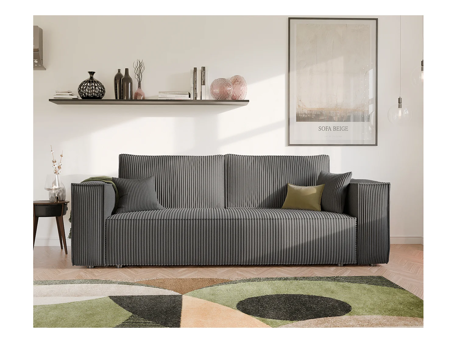 Bali omkeerbare slaapbank in grijze stof