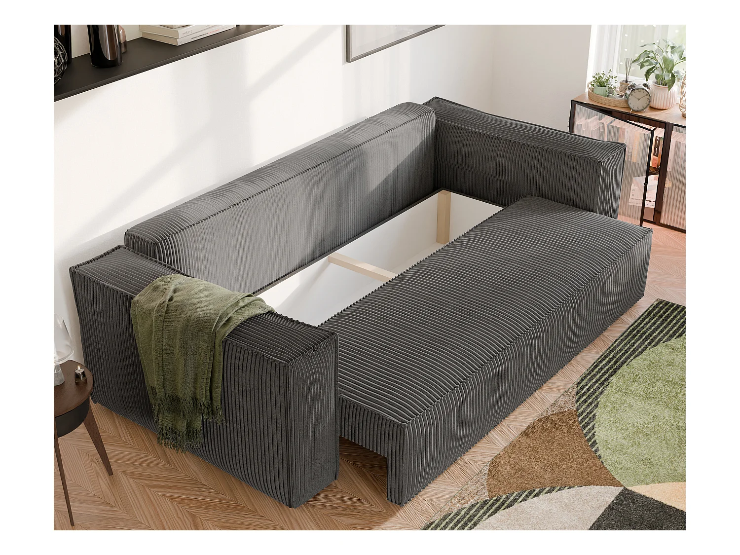 Bali omkeerbare slaapbank in grijze stof