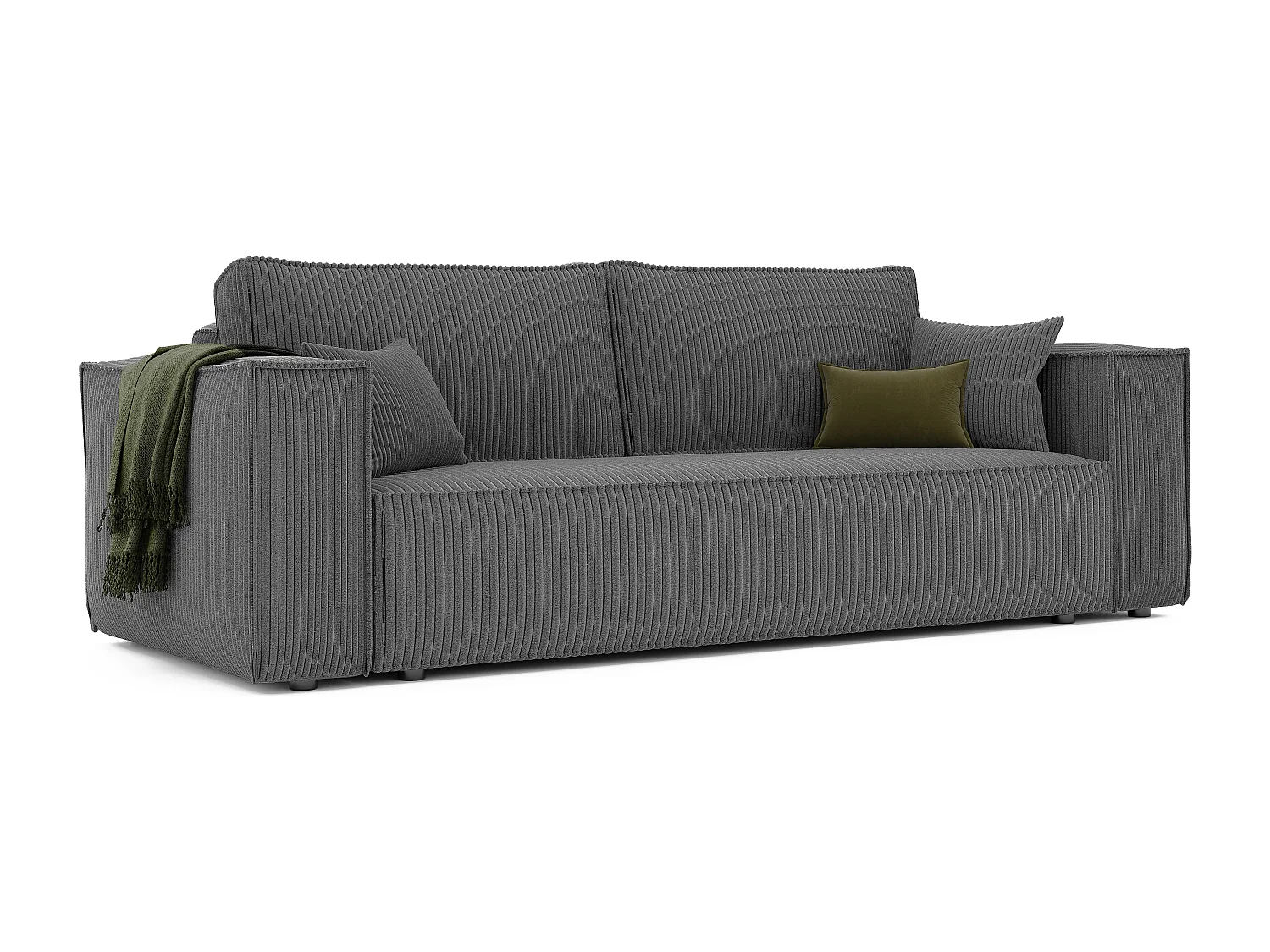 Sofa Bali, umkehrbar und ausziehbar, in Grau Stoff.