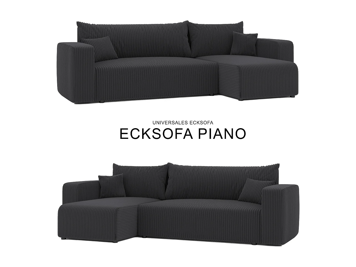 Hoekslaapbank Piano om te bouwen in donkergrijze stof