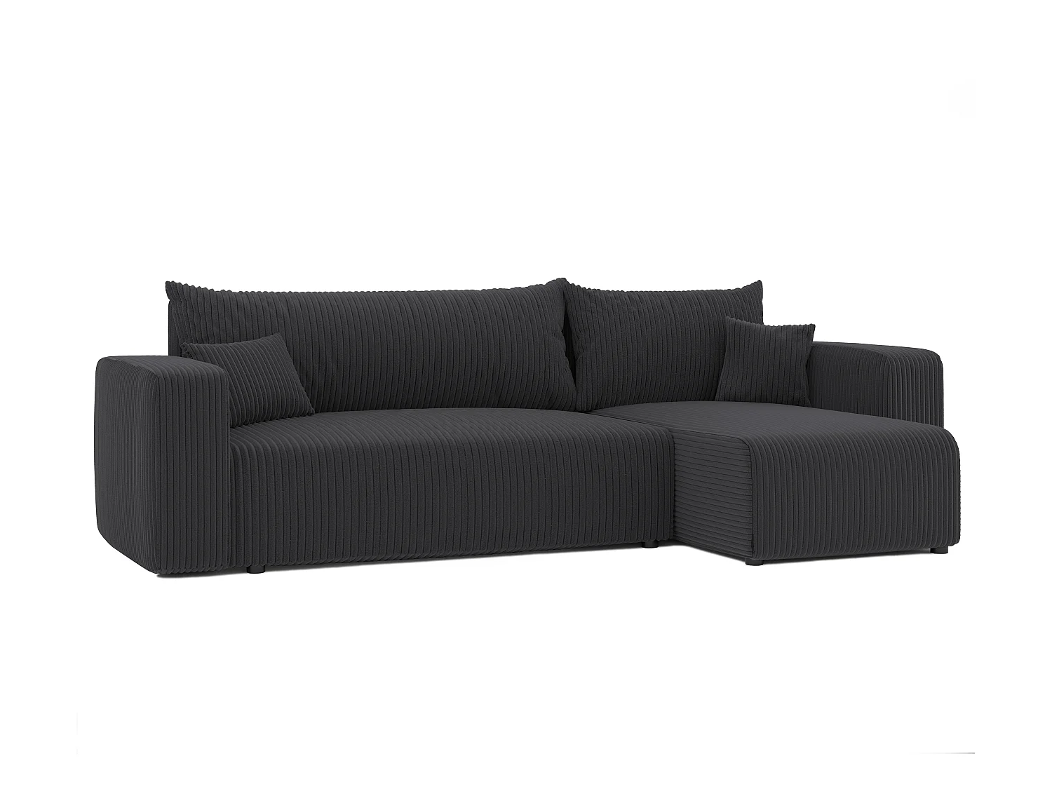 Ecksofa Piano in dunkelgrauem Stoff umwandelbar
