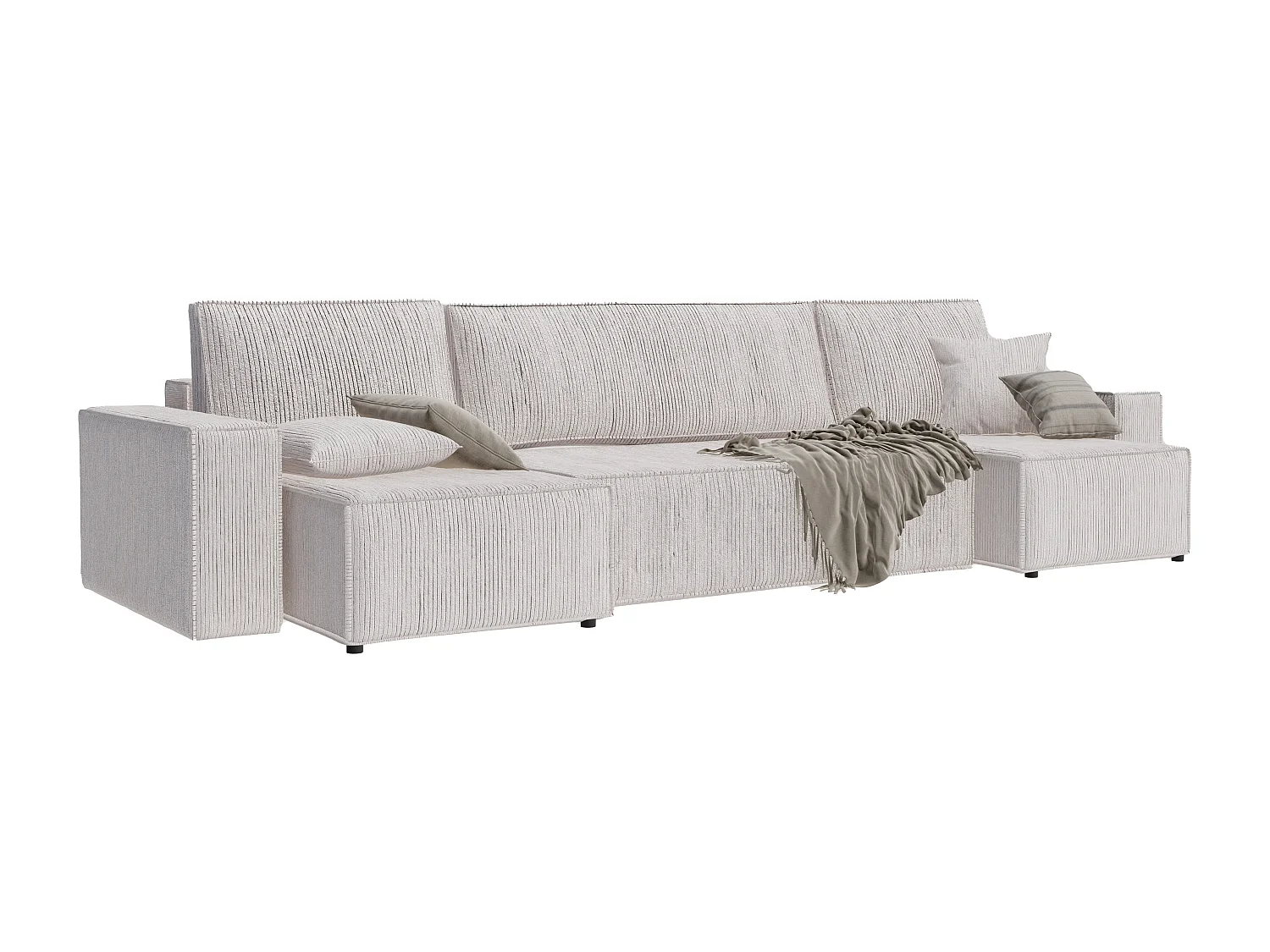 Ecksofa Paris U mit Schlaffunktion und Beige Stoff.