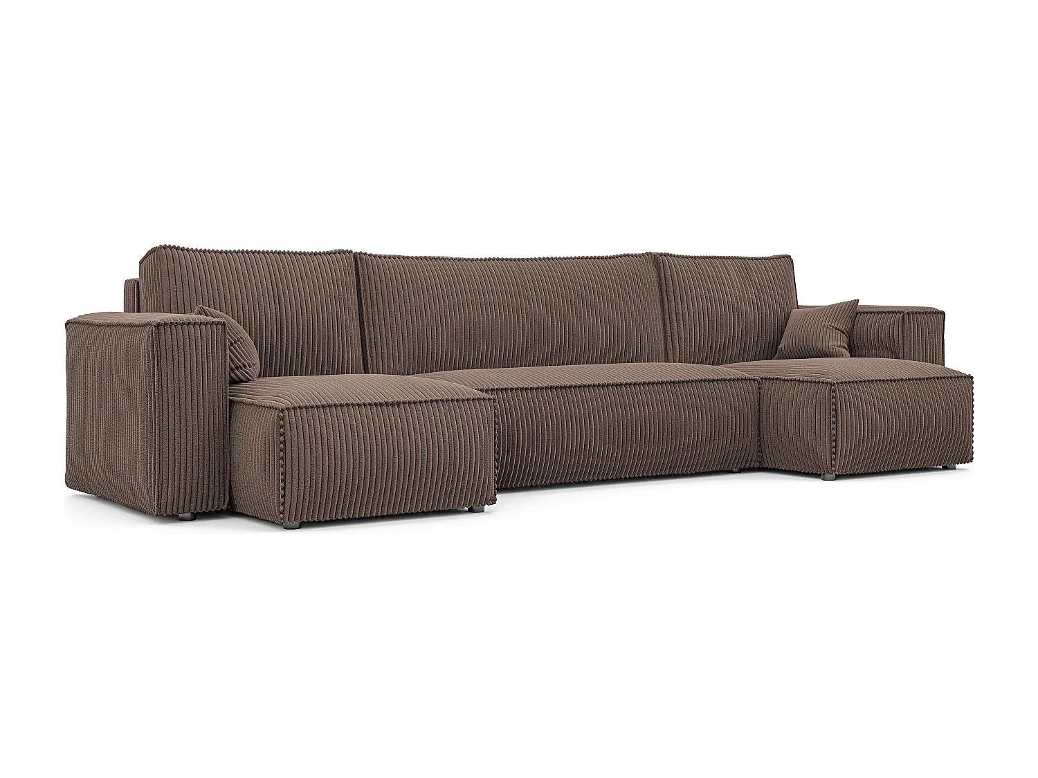 Canapé d'angle Paris U fonction couchage, et tissu Marron