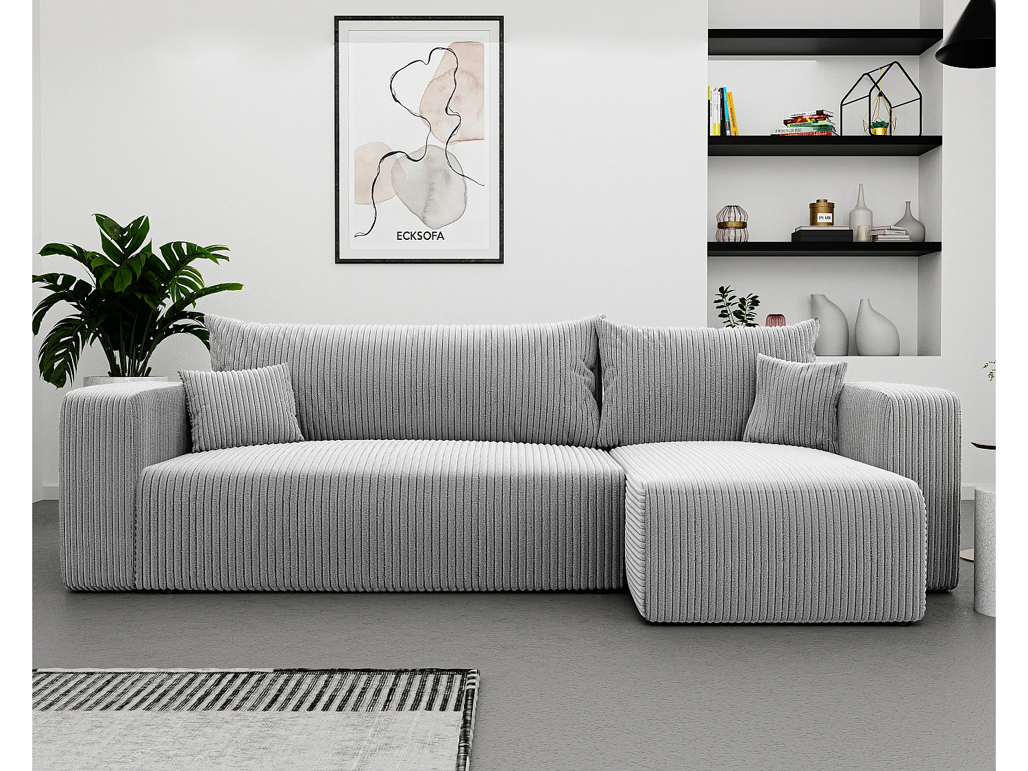 Hoekslaapbank Piano om te bouwen in grijze stof