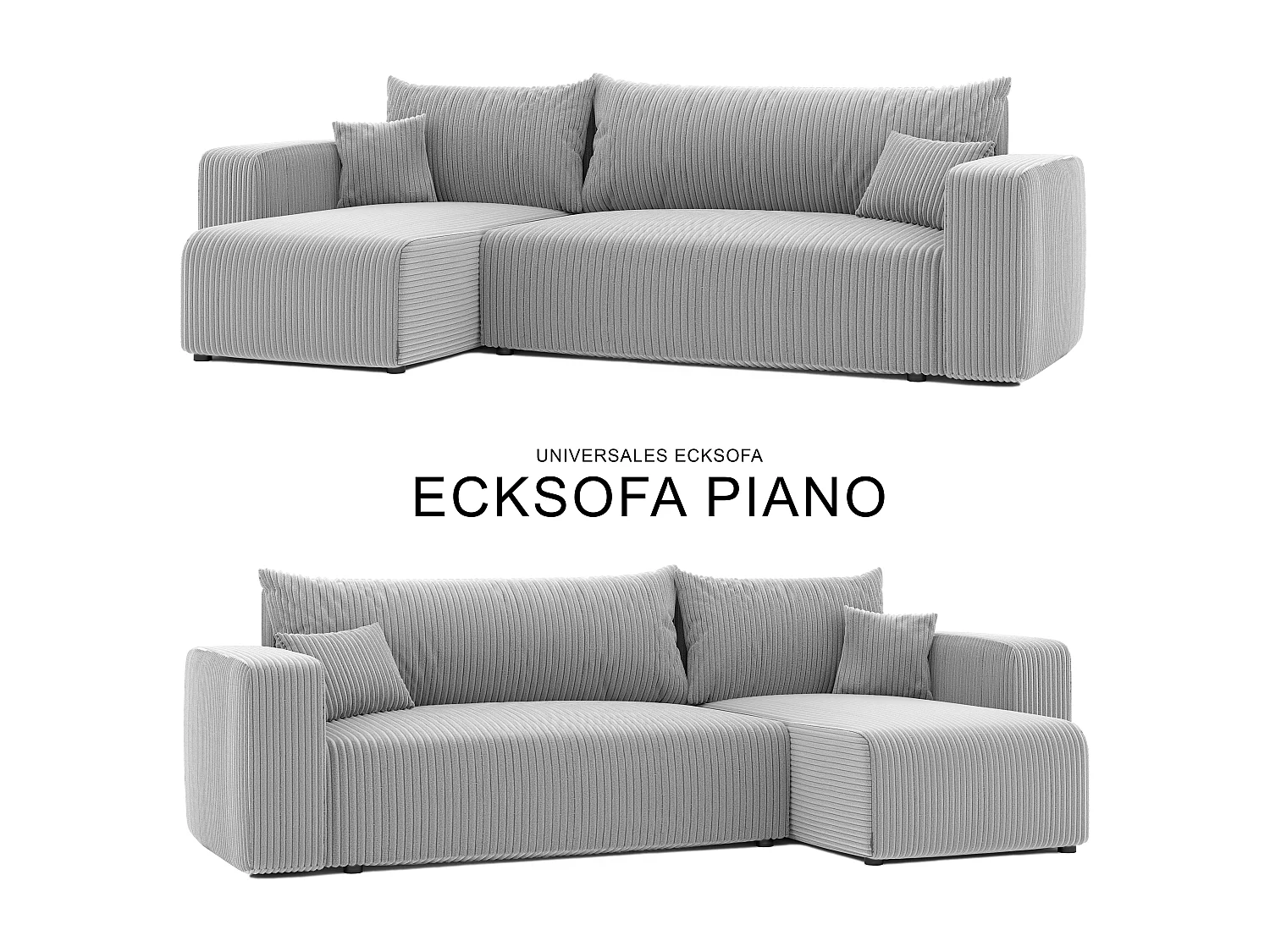 Hoekslaapbank Piano om te bouwen in grijze stof