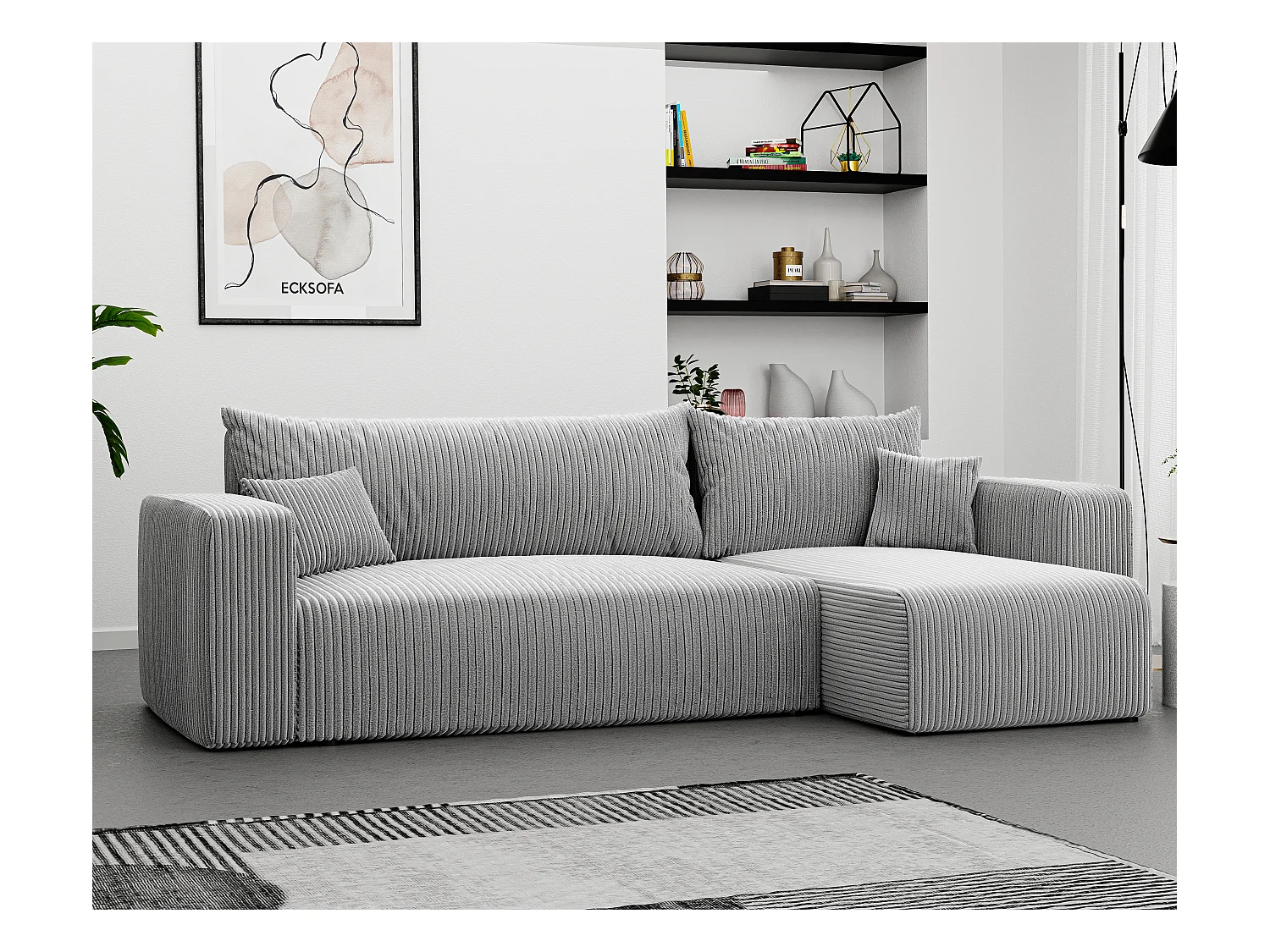Canapé d'angle Piano Convertible en tissu Gris