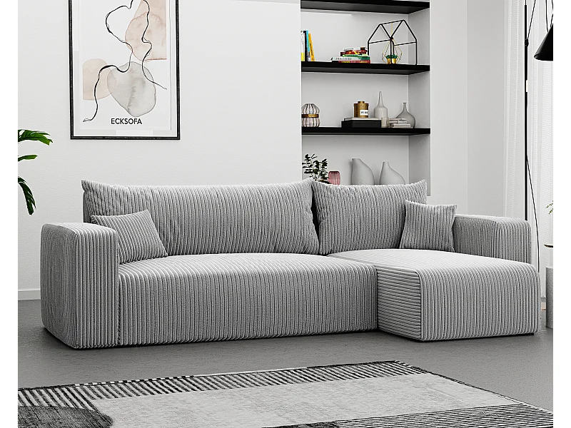 Canapé d'angle Piano Convertible en tissu Gris