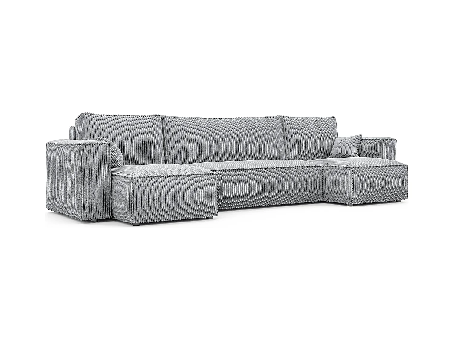 Canapé d'angle Paris U fonction couchage, et tissu Gris