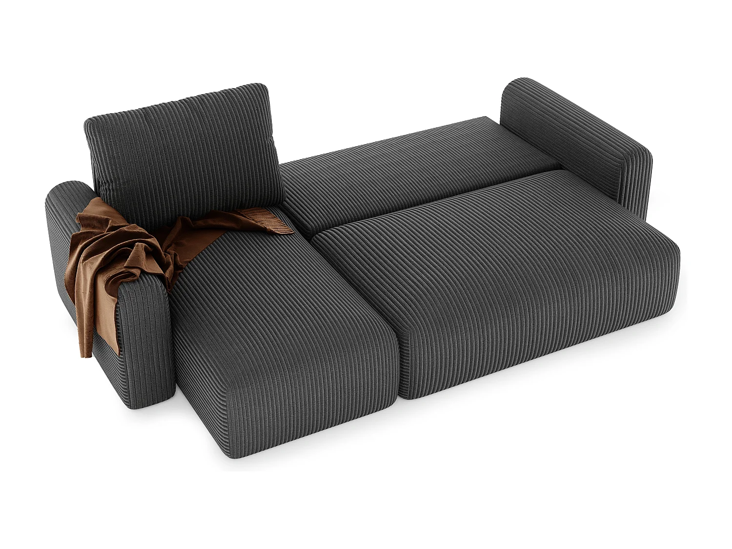 Ecksofa-Bett Jobo mit Schlaffunktion in Schwarzem Stoff