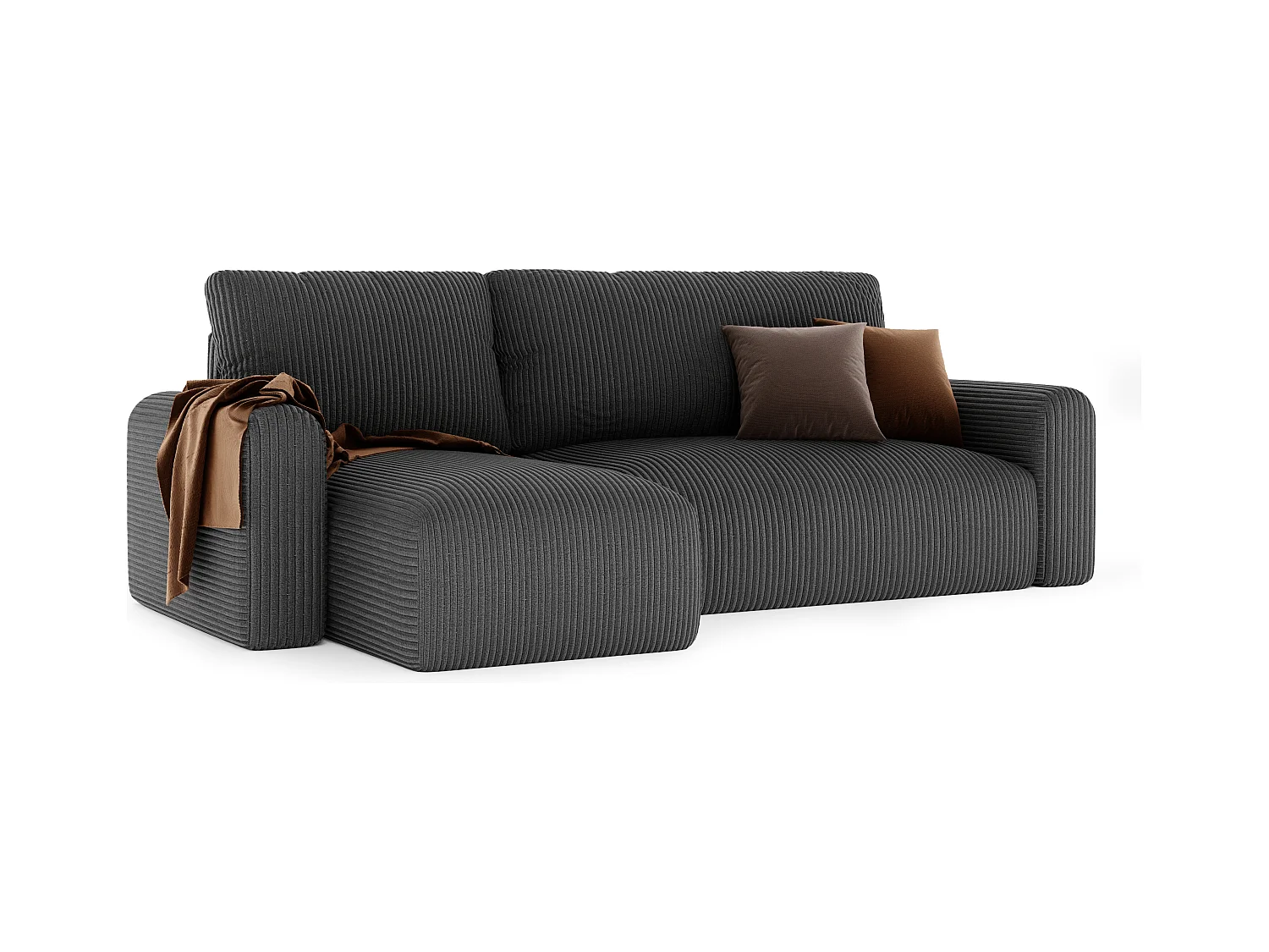Canapé-lit d'angle Jobo avec fonction couchage en tissu Noir