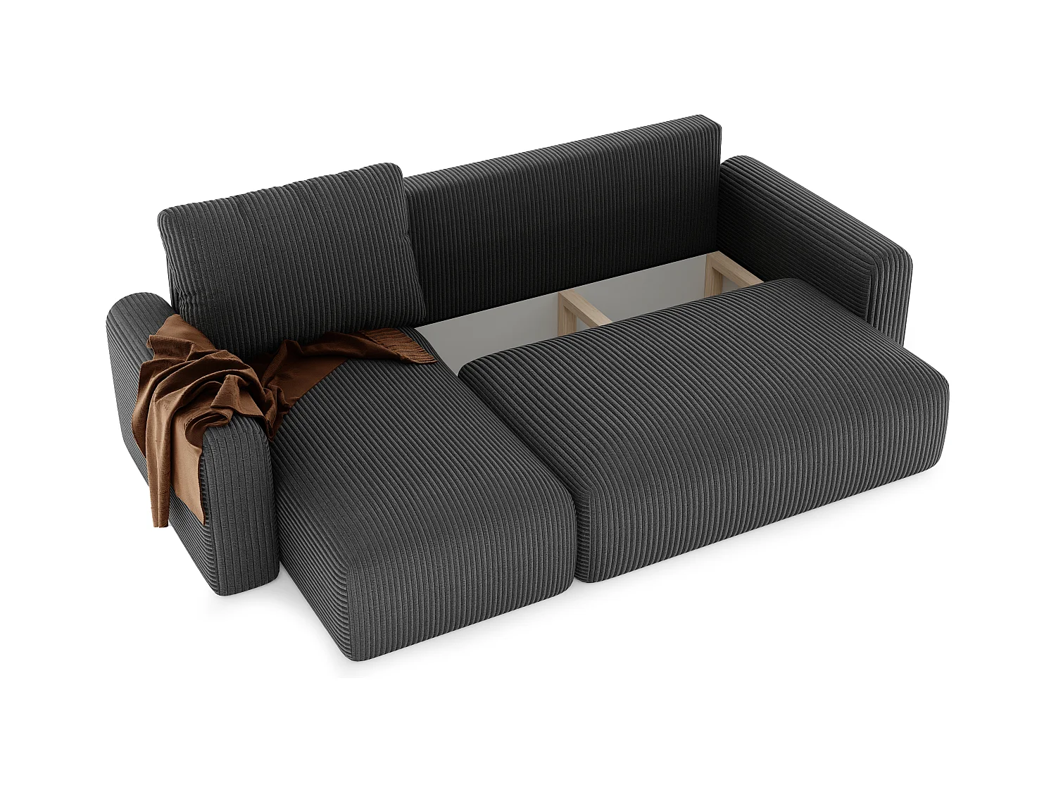 Canapé-lit d'angle Jobo avec fonction couchage en tissu Noir