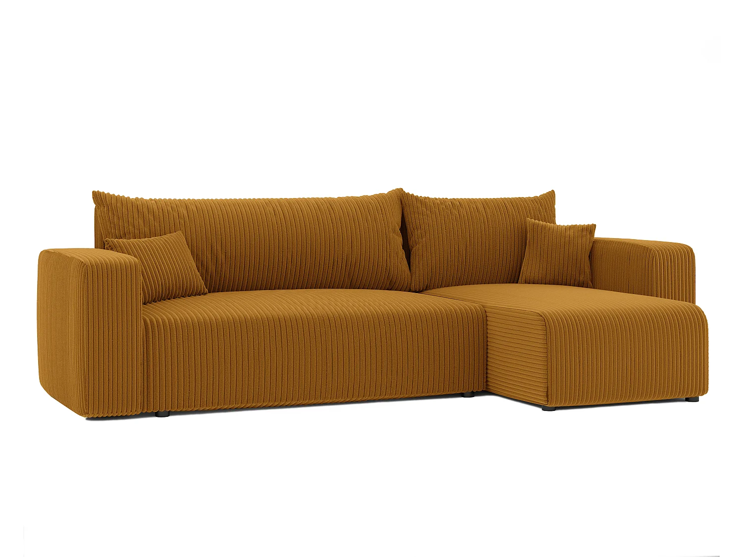 Hoekslaapbank Piano om te bouwen in mosterdgeel stof