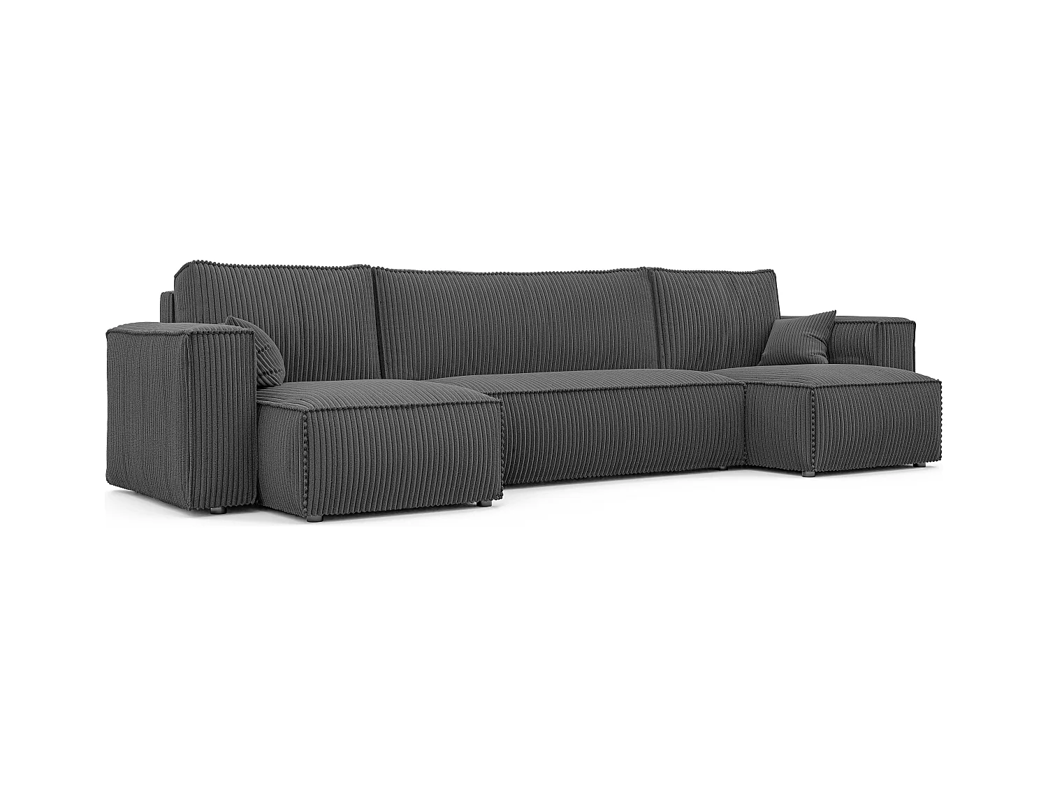 Canapé d'angle Paris U fonction couchage, et tissu Gris foncé