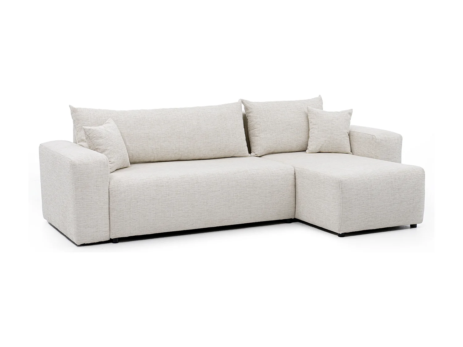 Ecksofa Piano in Beige aus Stoff umwandelbar.