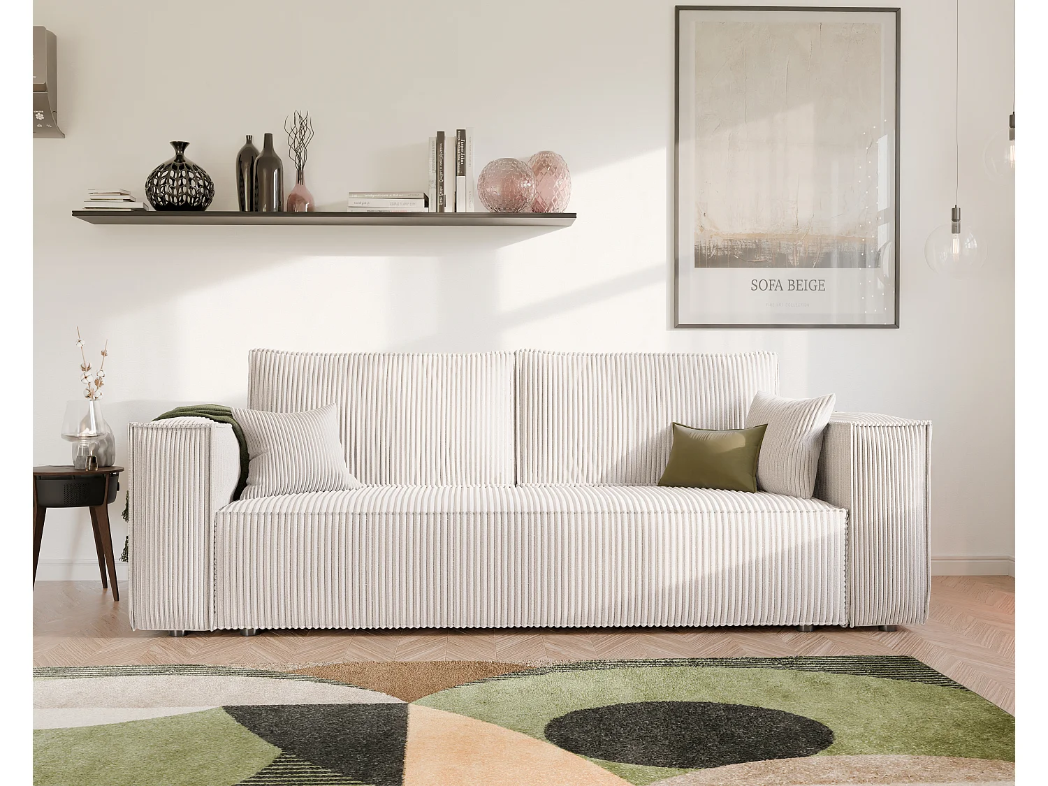 Canapé Bali réversible convertible en tissu Beige