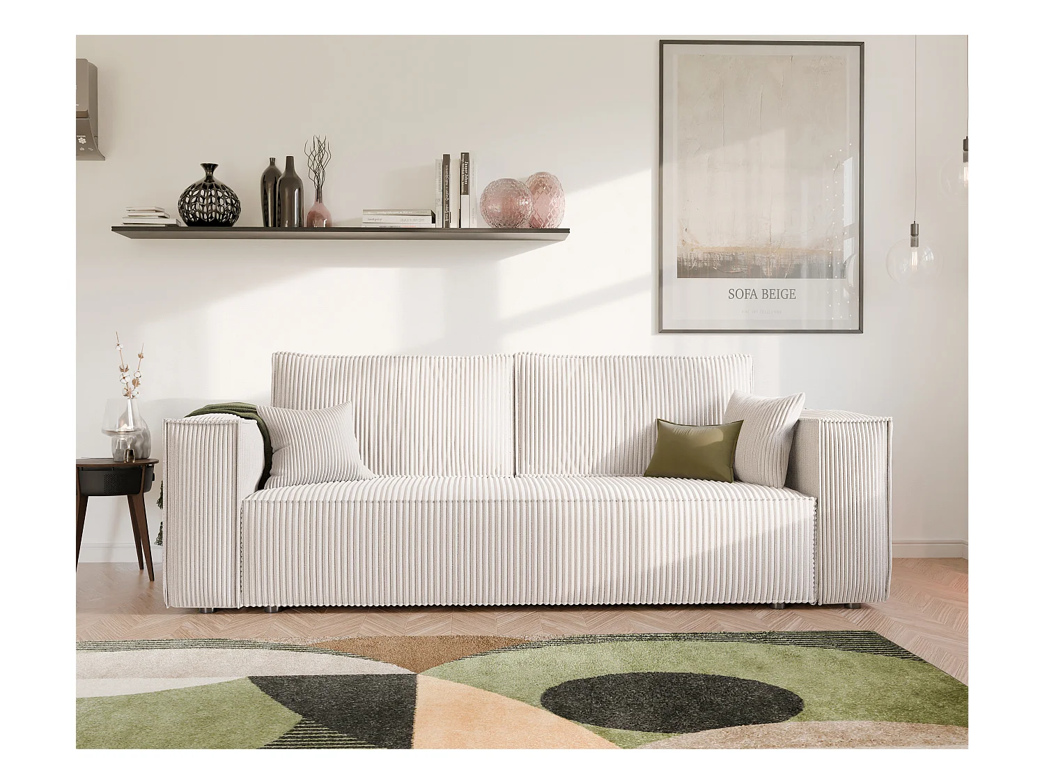 Bali omkeerbare slaapbank in Beige stof